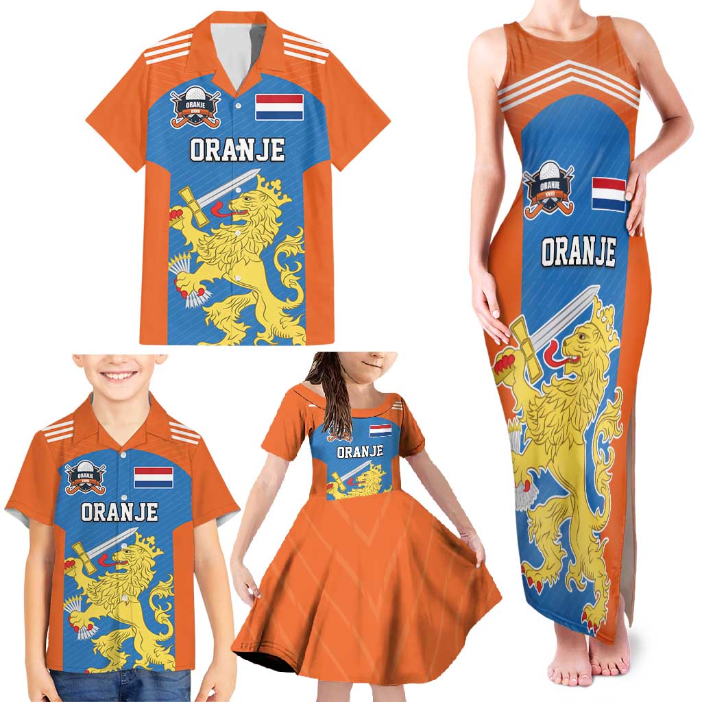Netherlands Field Hockey Custom Family Matching Tank Maxi Dress and Hawaiian Shirt Sporty Style