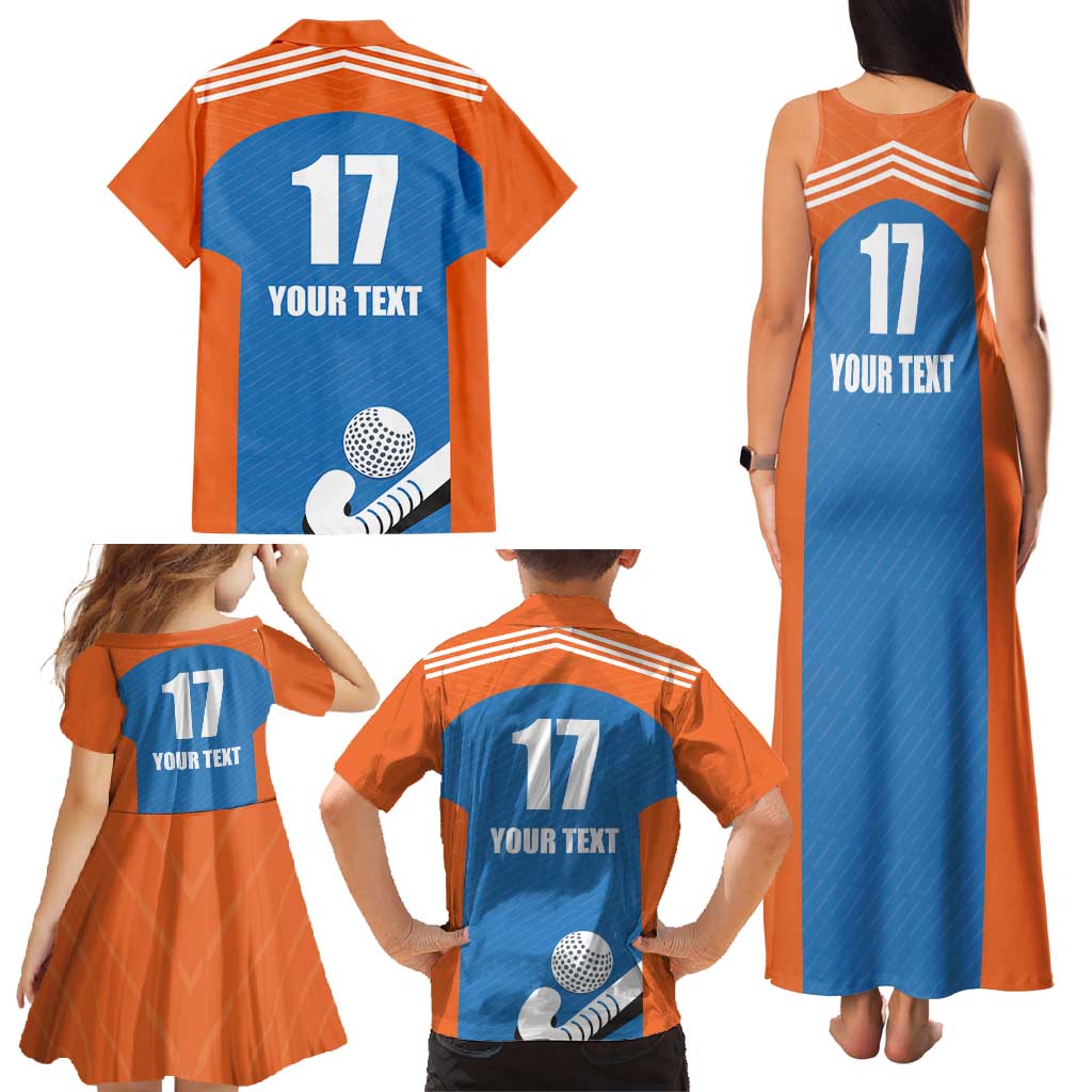 Netherlands Field Hockey Custom Family Matching Tank Maxi Dress and Hawaiian Shirt Sporty Style