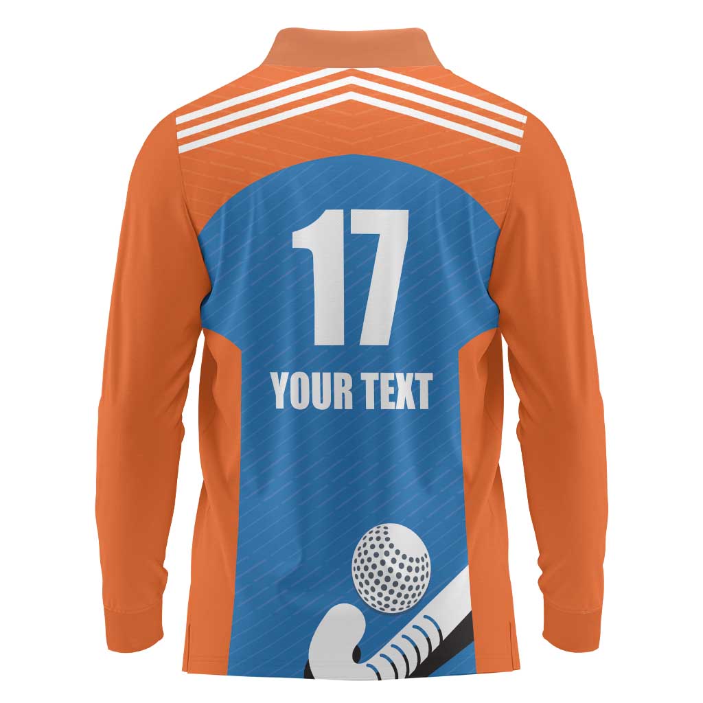 Netherlands Field Hockey Custom Long Sleeve Polo Shirt Sporty Style