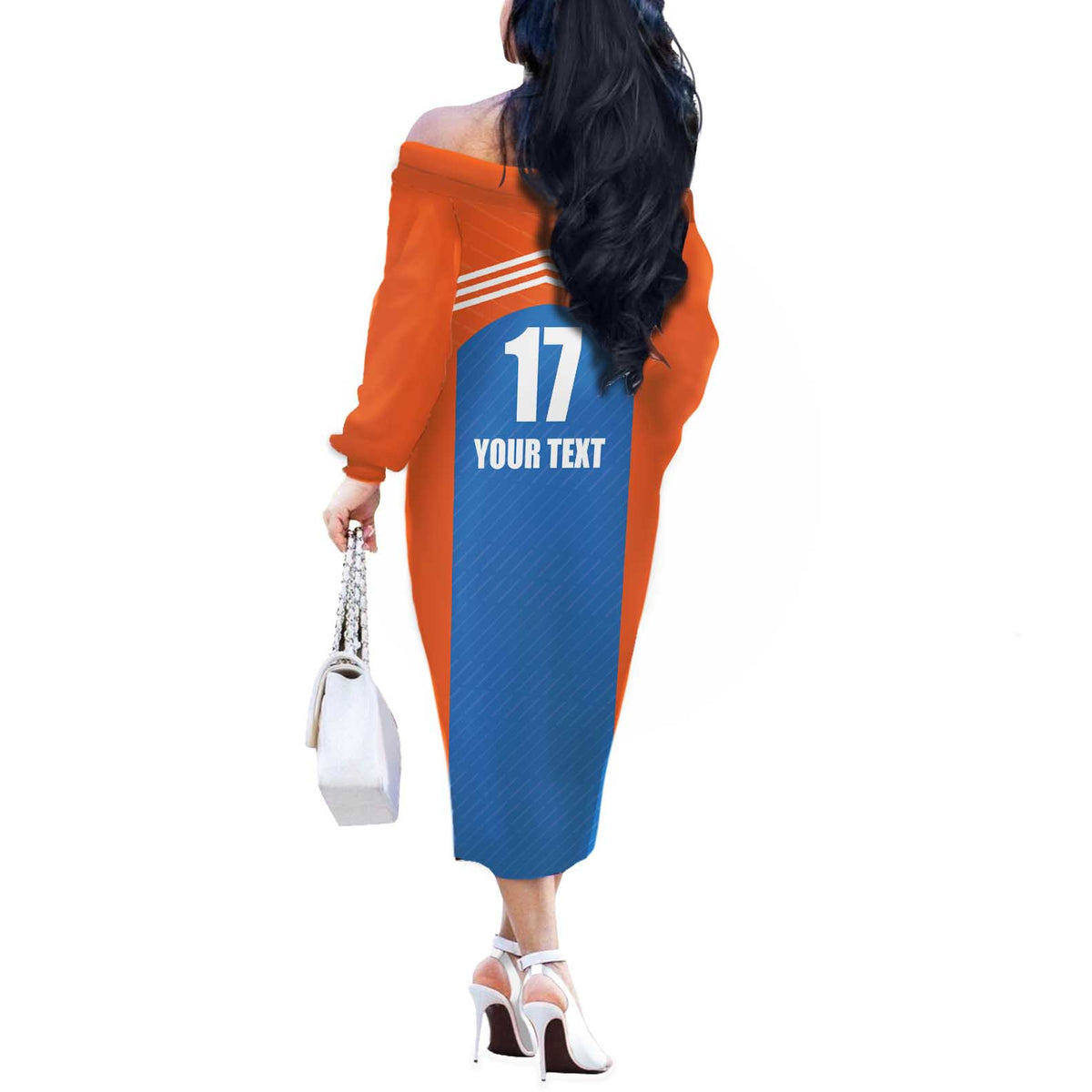 Netherlands Field Hockey Custom Off The Shoulder Long Sleeve Dress Sporty Style