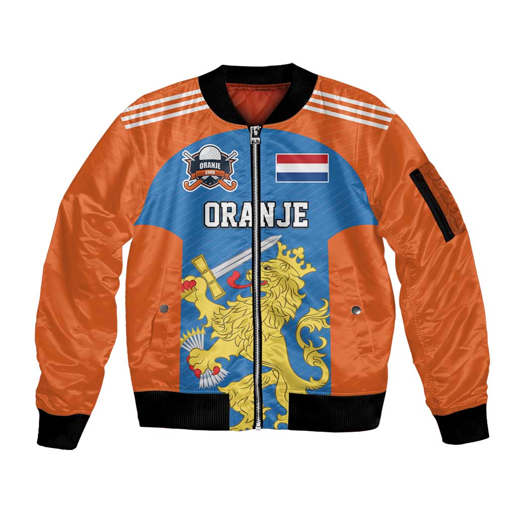 Netherlands Field Hockey Custom Sleeve Zip Bomber Jacket Sporty Style