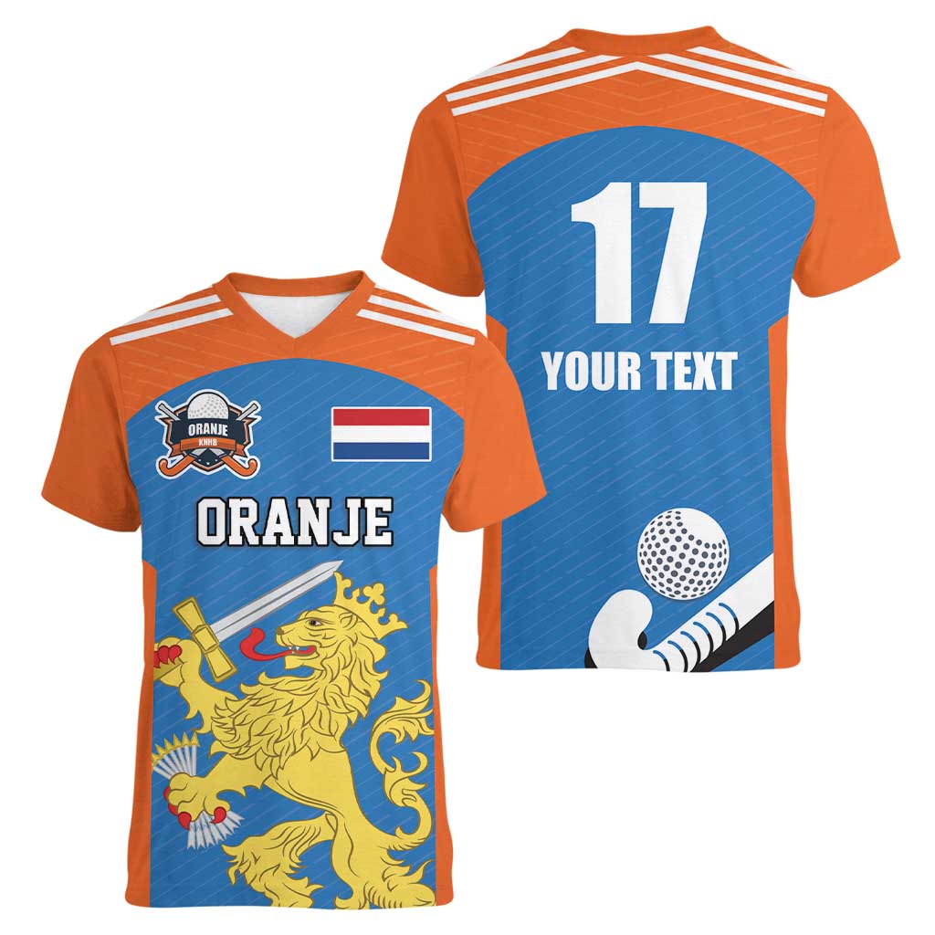 Netherlands Field Hockey Custom Women V-Neck T-Shirt Sporty Style