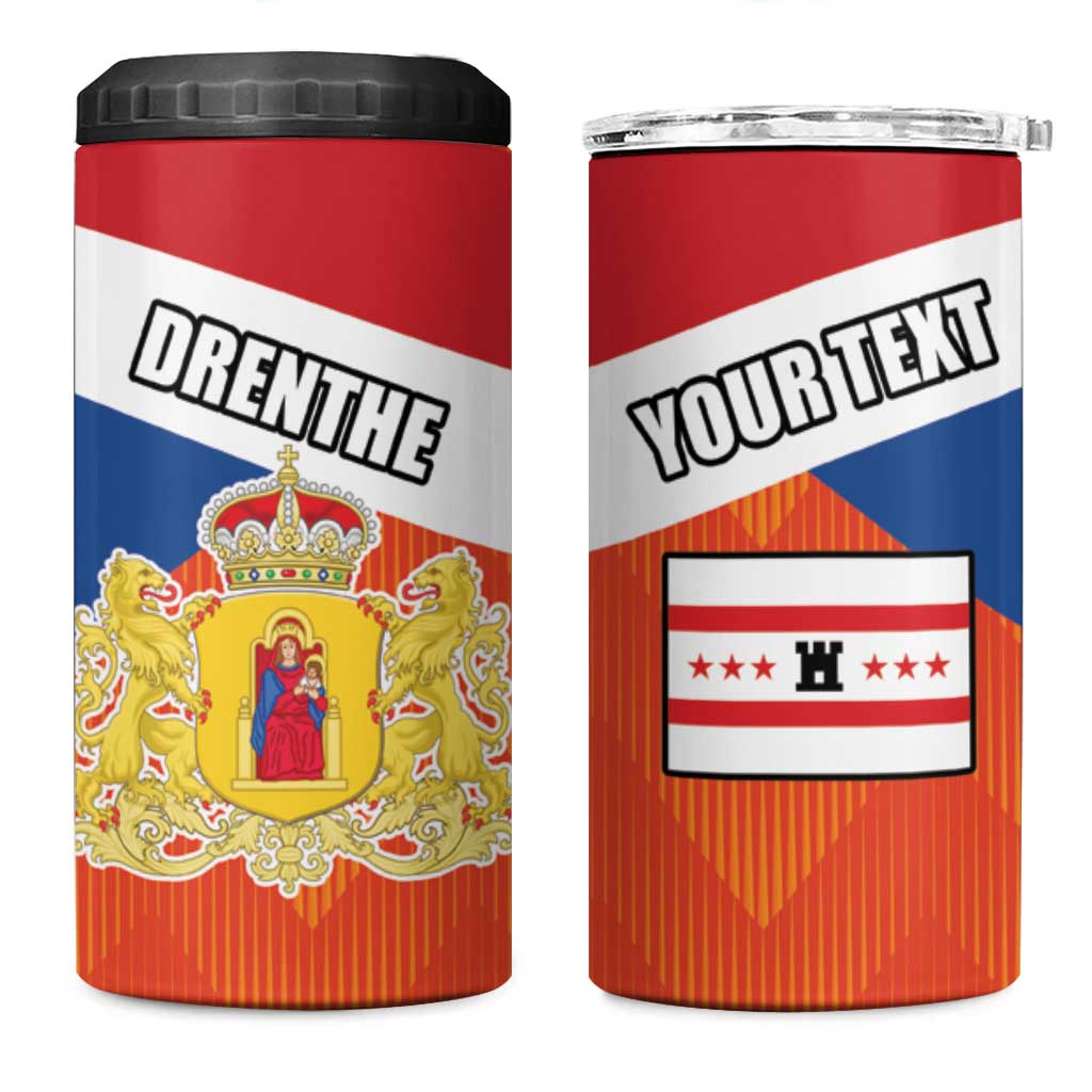 Netherlands Coat of arms of Drenthe Personalized 4 in 1 Can Cooler Tumbler Flag of Drenthe