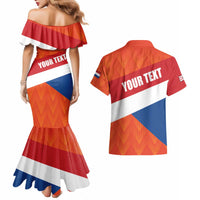 Netherlands Drenthe Province Personalized Couples Matching Mermaid Dress and Hawaiian Shirt Flag of Drenthe