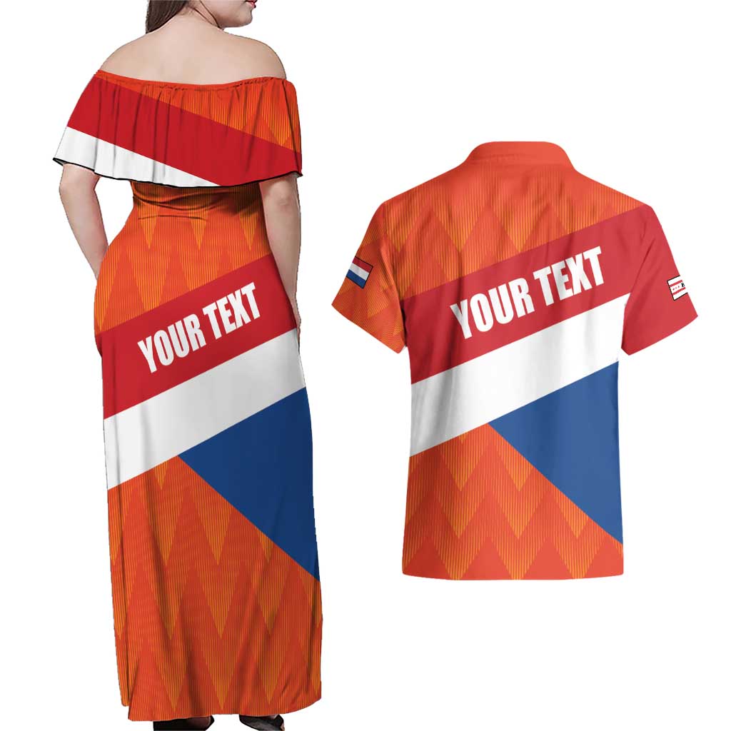 Netherlands Drenthe Province Personalized Couples Matching Off Shoulder Maxi Dress and Hawaiian Shirt Flag of Drenthe