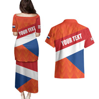 Netherlands Drenthe Province Personalized Couples Matching Puletasi and Hawaiian Shirt Flag of Drenthe