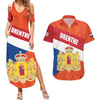 Netherlands Drenthe Province Personalized Couples Matching Summer Maxi Dress and Hawaiian Shirt Flag of Drenthe