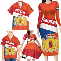 Netherlands Drenthe Province Personalized Family Matching Long Sleeve Bodycon Dress and Hawaiian Shirt Flag of Drenthe