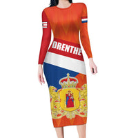 Netherlands Drenthe Province Personalized Family Matching Long Sleeve Bodycon Dress and Hawaiian Shirt Flag of Drenthe