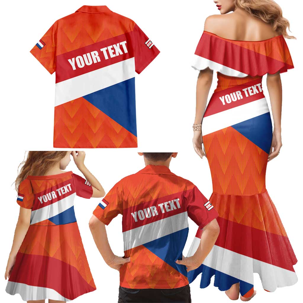 Netherlands Drenthe Province Personalized Family Matching Mermaid Dress and Hawaiian Shirt Flag of Drenthe