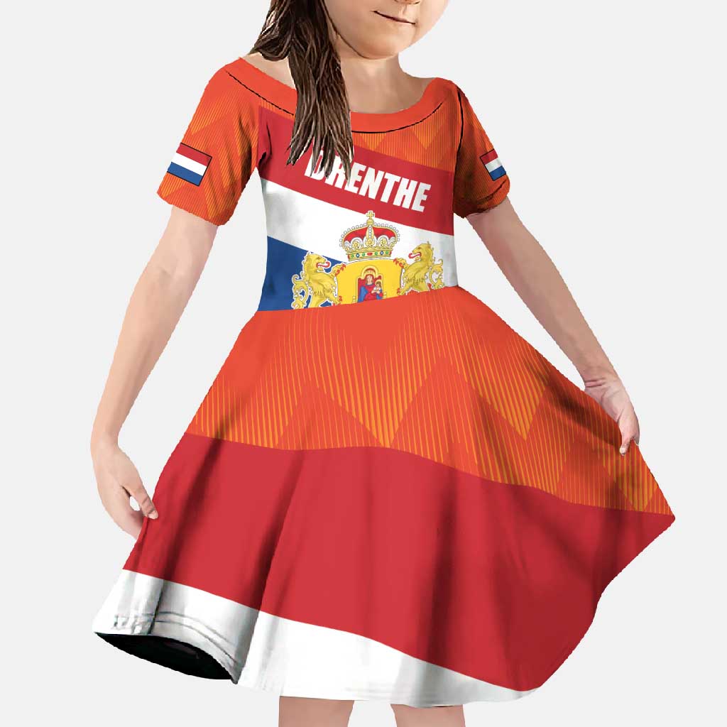 Netherlands Drenthe Province Personalized Family Matching Off Shoulder Maxi Dress and Hawaiian Shirt Flag of Drenthe
