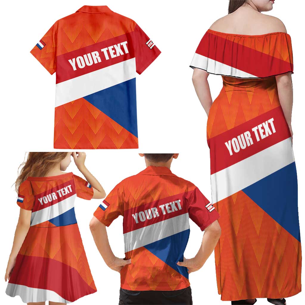 Netherlands Drenthe Province Personalized Family Matching Off Shoulder Maxi Dress and Hawaiian Shirt Flag of Drenthe