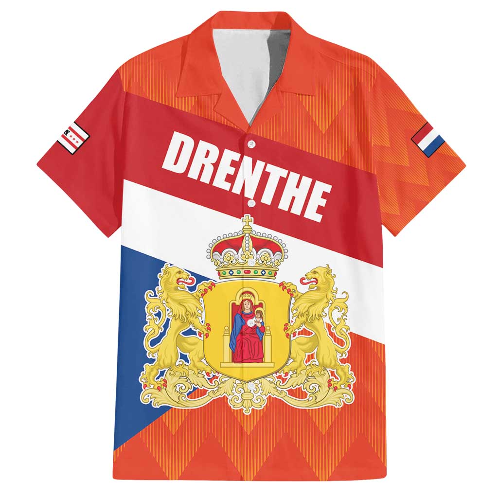 Netherlands Drenthe Province Personalized Family Matching Off Shoulder Maxi Dress and Hawaiian Shirt Flag of Drenthe