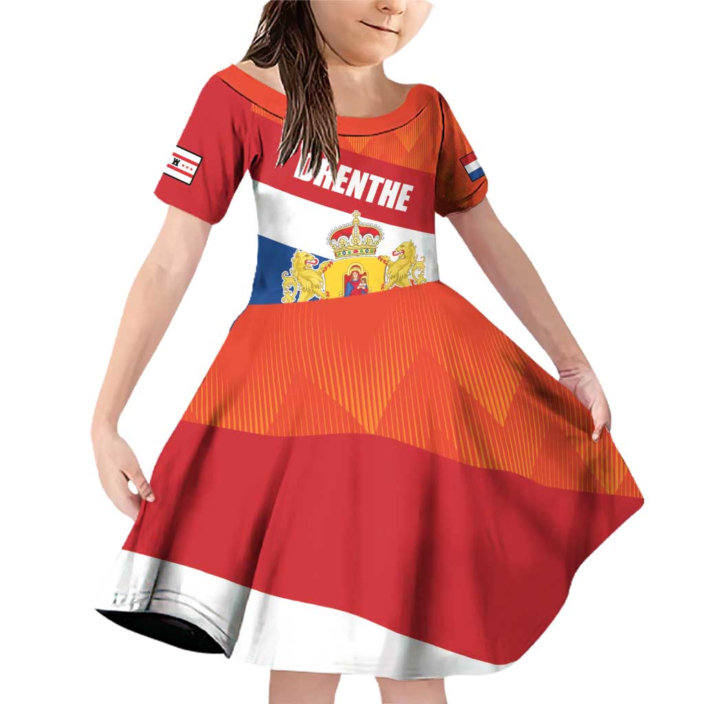 Netherlands Drenthe Province Personalized Family Matching Off Shoulder Short Dress and Hawaiian Shirt Flag of Drenthe