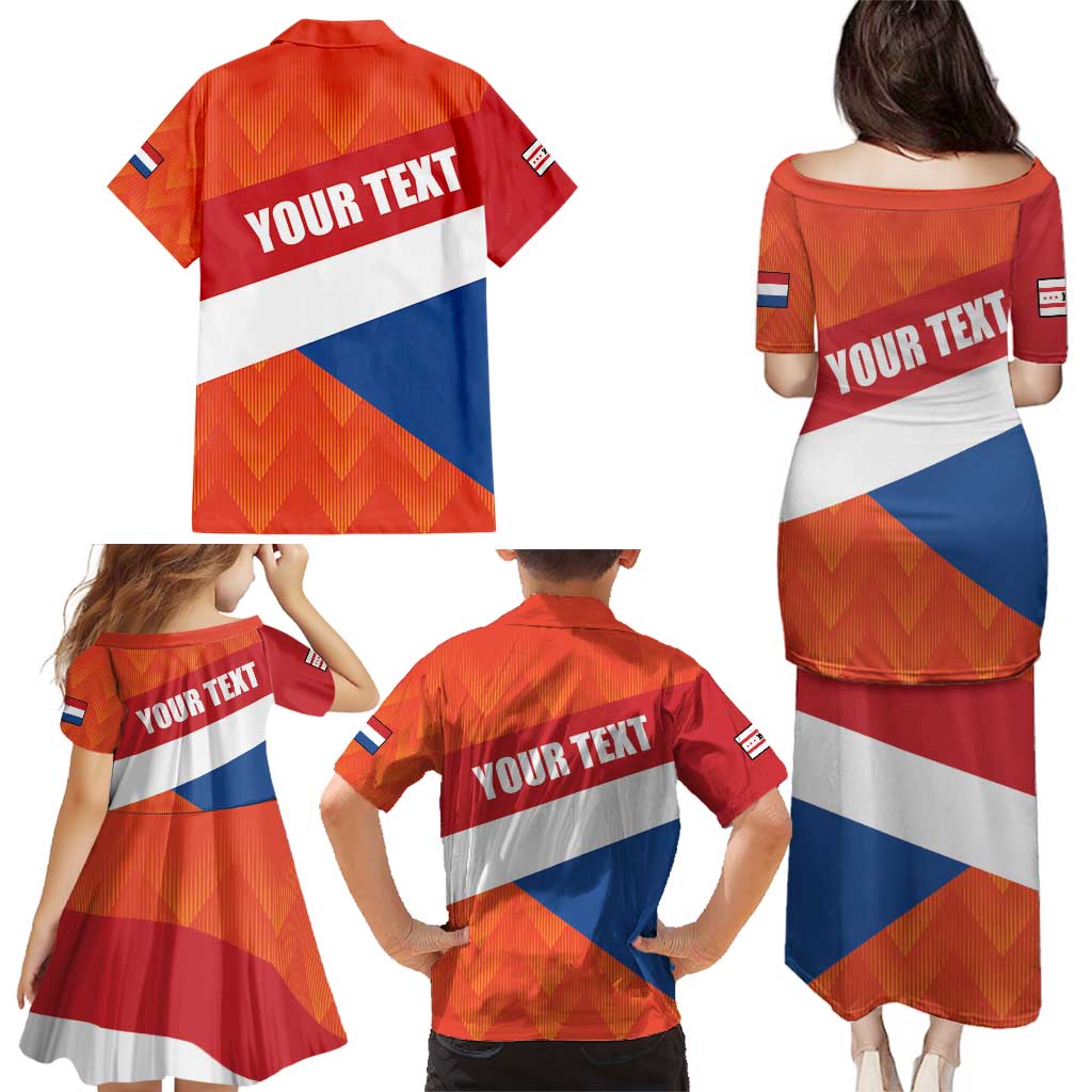 Netherlands Drenthe Province Personalized Family Matching Puletasi and Hawaiian Shirt Flag of Drenthe