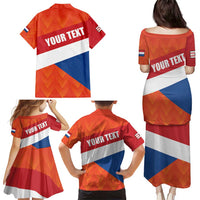 Netherlands Drenthe Province Personalized Family Matching Puletasi and Hawaiian Shirt Flag of Drenthe