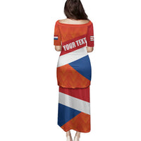 Netherlands Drenthe Province Personalized Family Matching Puletasi and Hawaiian Shirt Flag of Drenthe