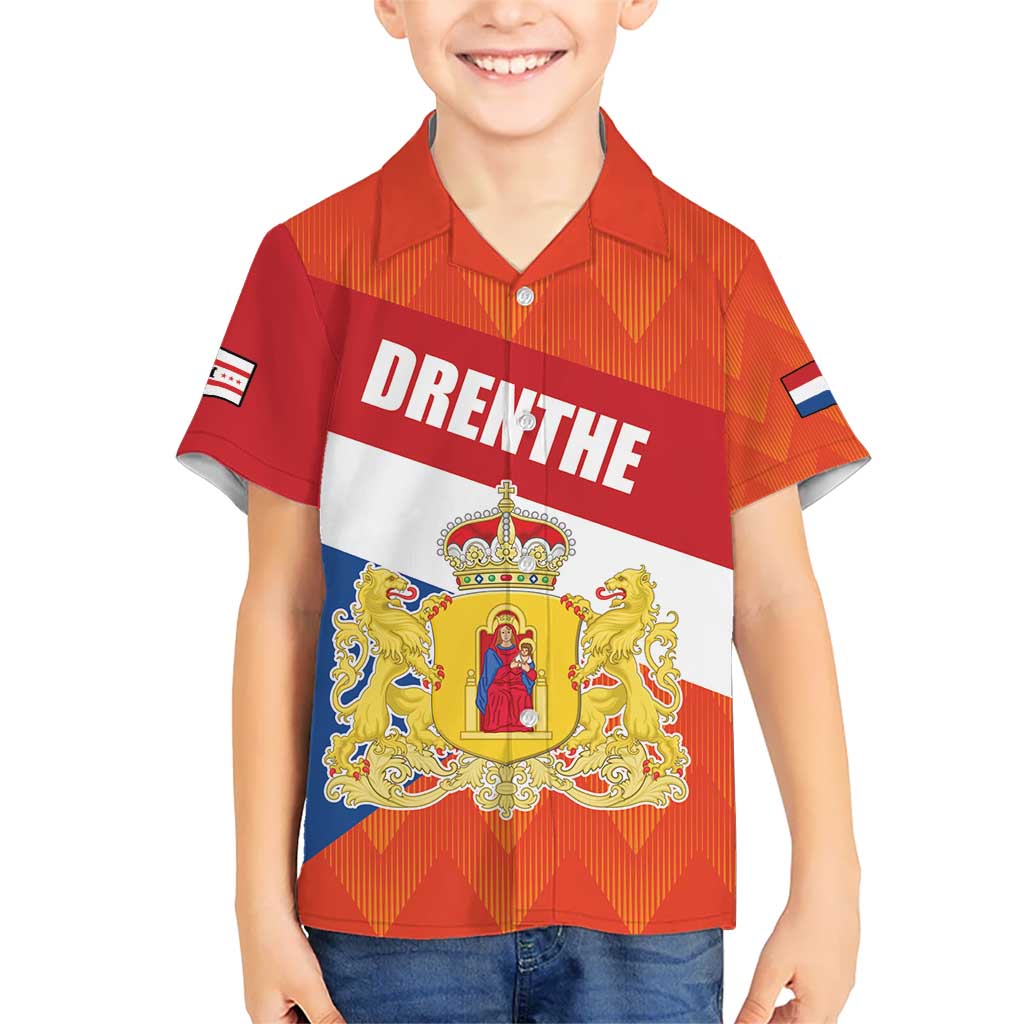 Netherlands Drenthe Province Personalized Kid Hawaiian Shirt Flag of Drenthe