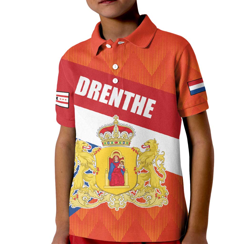 Netherlands Drenthe Province Personalized Kid Polo Shirt Flag of Drenthe
