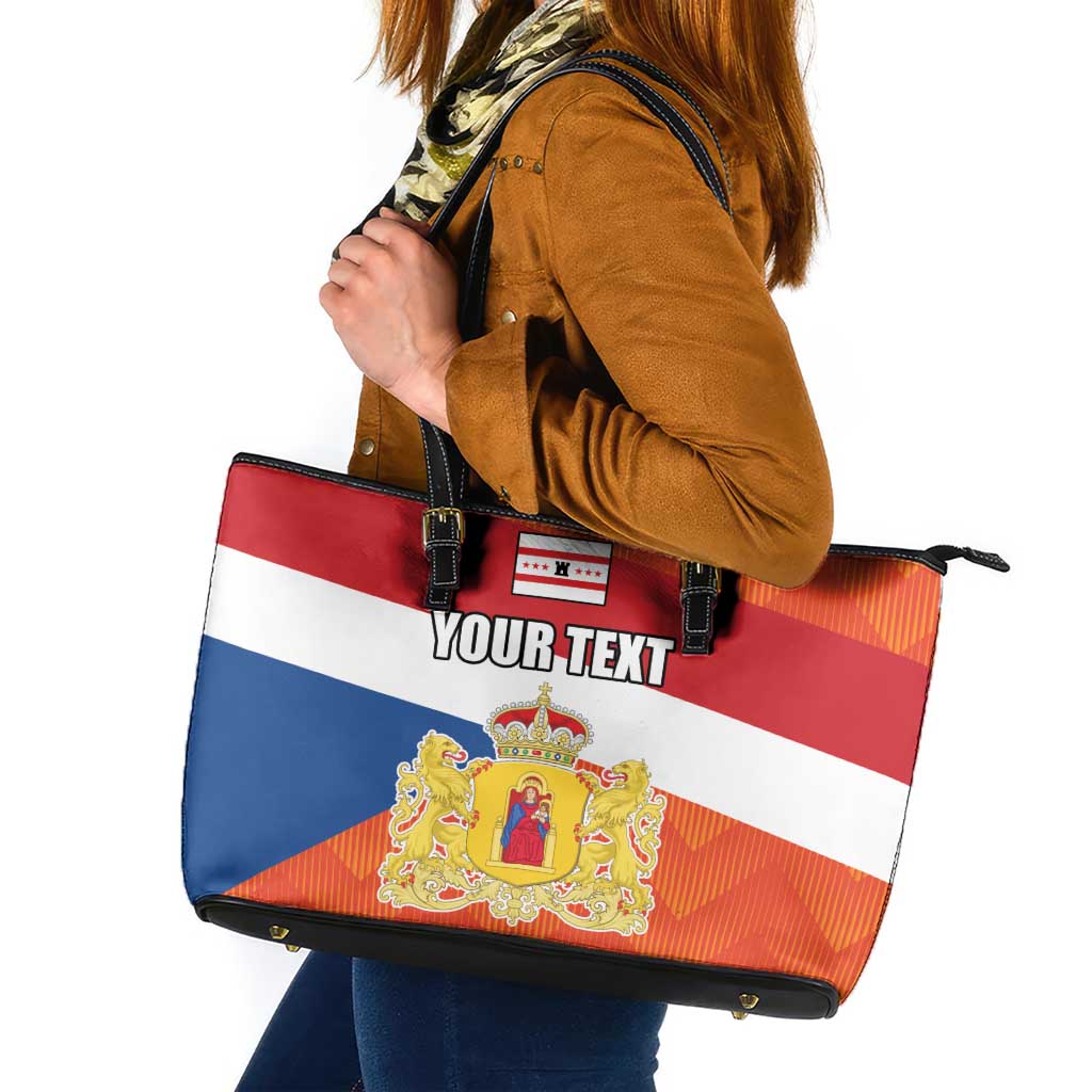 Netherlands Drenthe Province Personalized Leather Tote Bag Flag of Drenthe