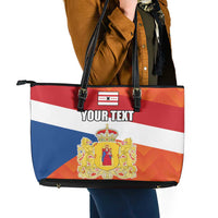 Netherlands Drenthe Province Personalized Leather Tote Bag Flag of Drenthe