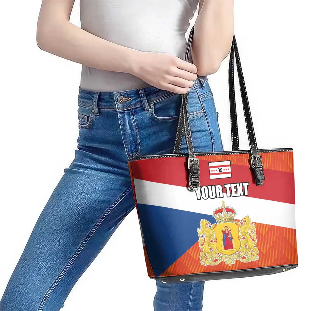Netherlands Drenthe Province Personalized Leather Tote Bag Flag of Drenthe