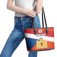 Netherlands Drenthe Province Personalized Leather Tote Bag Flag of Drenthe