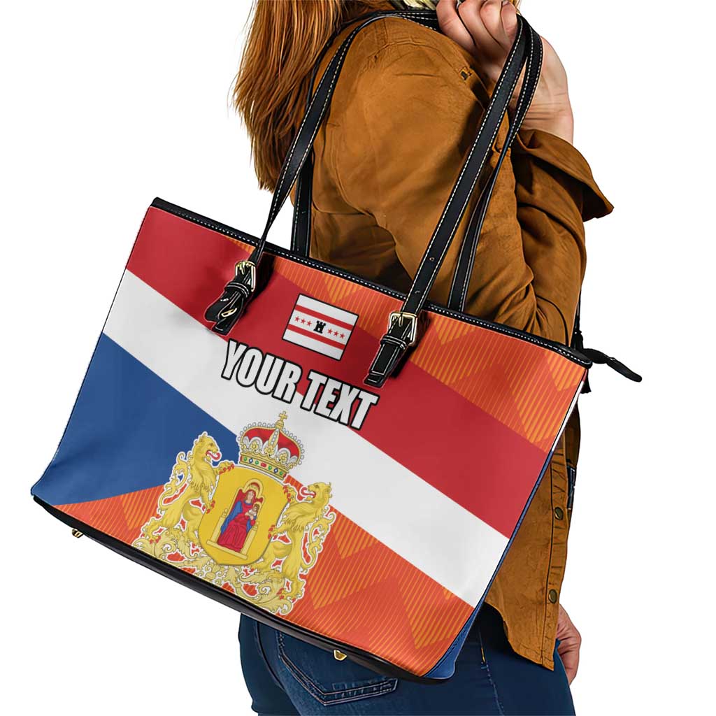 Netherlands Drenthe Province Personalized Leather Tote Bag Flag of Drenthe