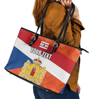 Netherlands Drenthe Province Personalized Leather Tote Bag Flag of Drenthe