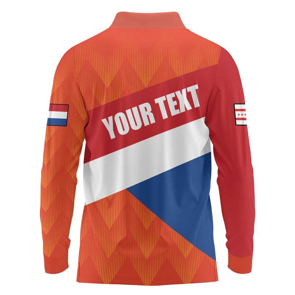 Netherlands Drenthe Province Personalized Long Sleeve Polo Shirt Flag of Drenthe