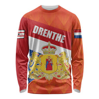 Netherlands Drenthe Province Personalized Long Sleeve Shirt Flag of Drenthe