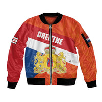 Netherlands Drenthe Province Personalized Sleeve Zip Bomber Jacket Flag of Drenthe