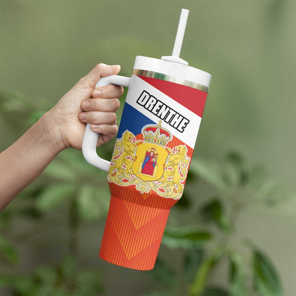 Netherlands Coat of arms of Drenthe Personalized Tumbler With Handle Flag of Drenthe