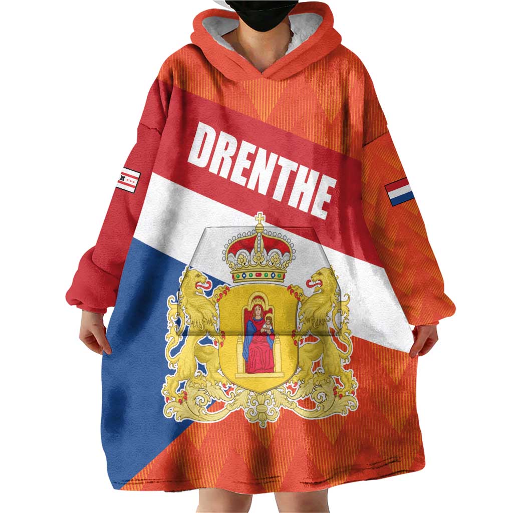 Netherlands Drenthe Province Personalized Wearable Blanket Hoodie Flag of Drenthe
