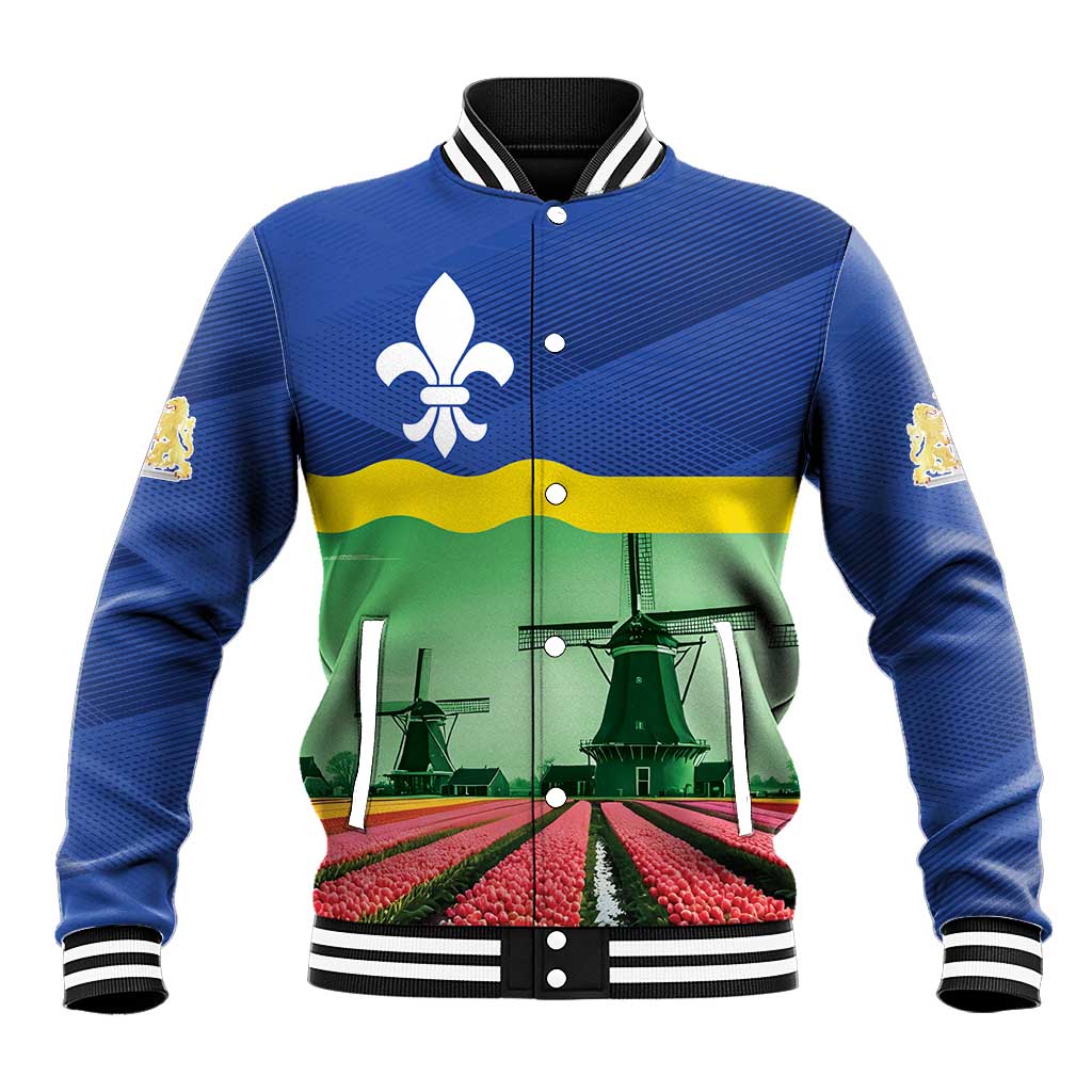 Netherlands Flevoland Province Baseball Jacket Flag Style