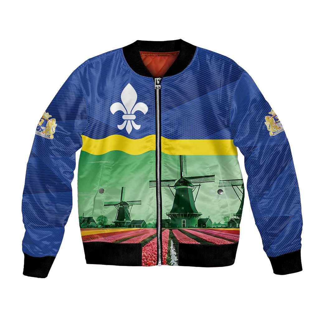 Netherlands Flevoland Province Bomber Jacket Flag Style