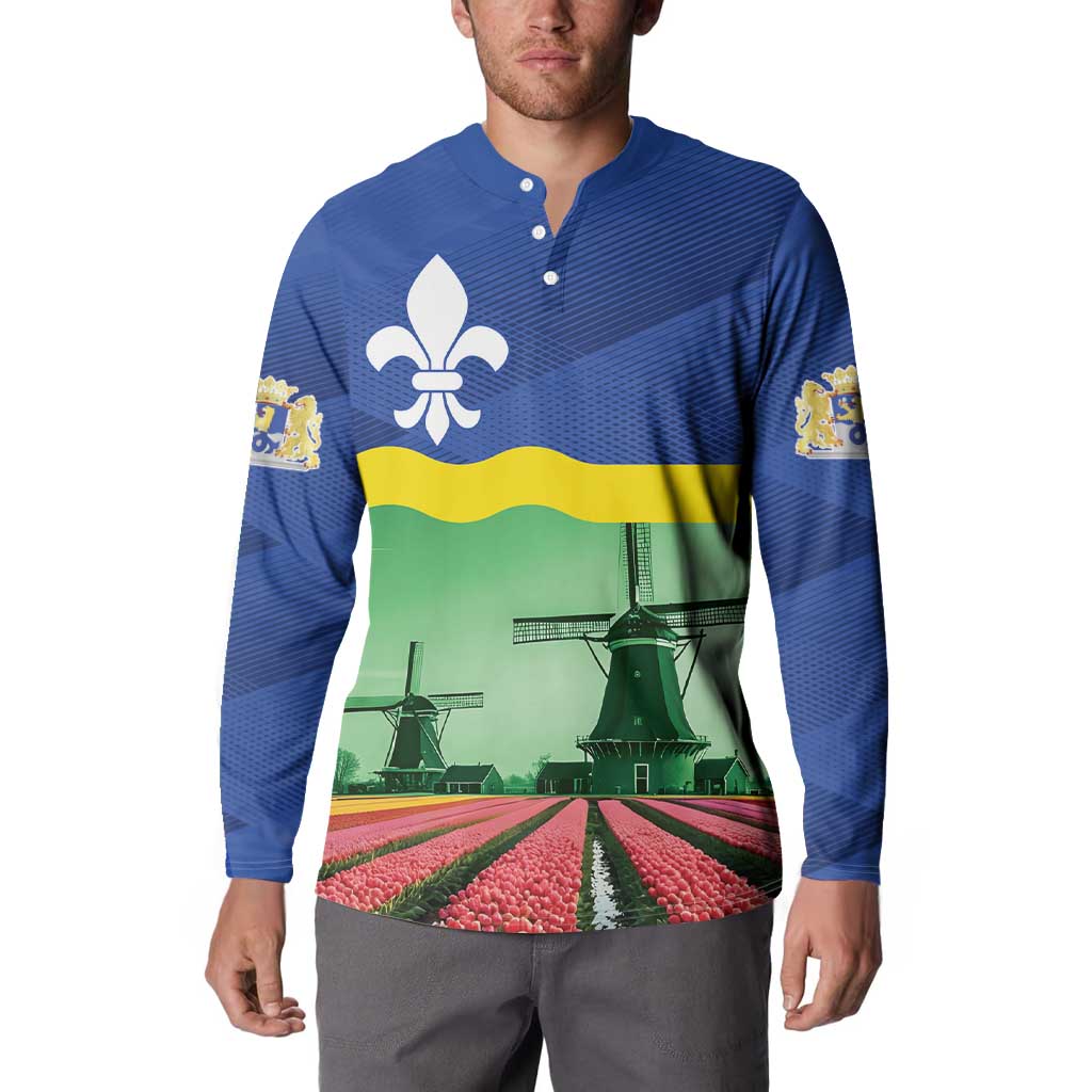 Netherlands Flevoland Province Button Sweatshirt Flag Style