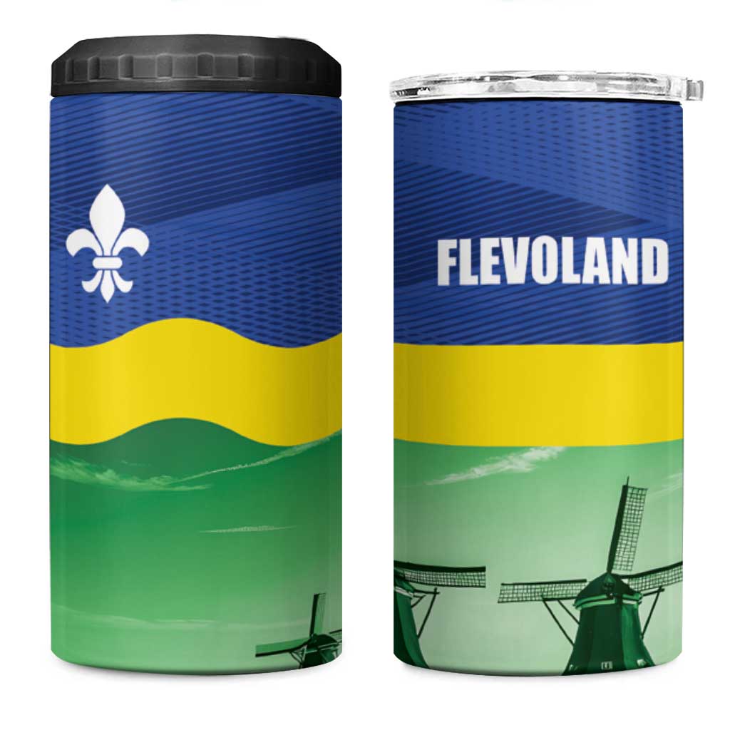 Netherlands Flevoland 4 in 1 Can Cooler Tumbler Flag Style