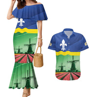 Netherlands Flevoland Province Couples Matching Mermaid Dress and Hawaiian Shirt Flag Style