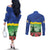 Netherlands Flevoland Province Couples Matching Off The Shoulder Long Sleeve Dress and Long Sleeve Button Shirt Flag Style