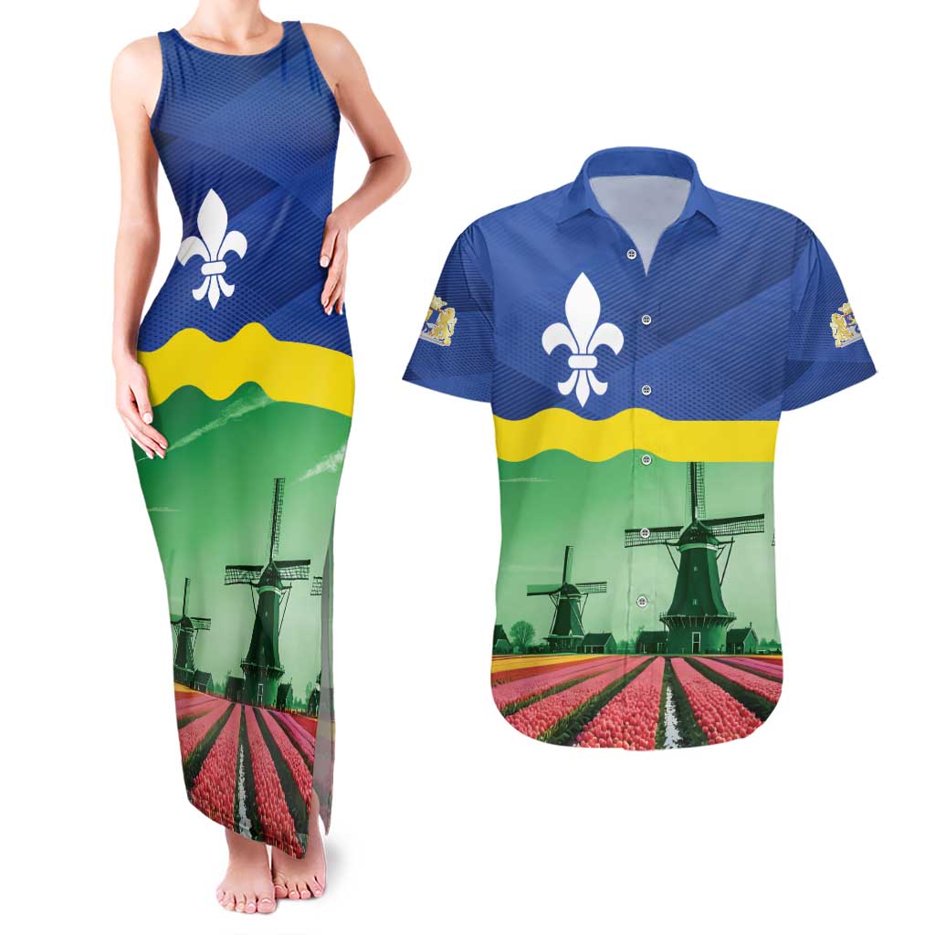 Netherlands Flevoland Province Couples Matching Tank Maxi Dress and Hawaiian Shirt Flag Style