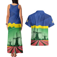 Netherlands Flevoland Province Couples Matching Tank Maxi Dress and Hawaiian Shirt Flag Style