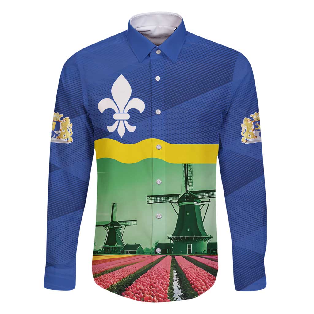 Netherlands Flevoland Province Family Matching Long Sleeve Bodycon Dress and Hawaiian Shirt Flag Style