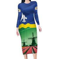 Netherlands Flevoland Province Family Matching Long Sleeve Bodycon Dress and Hawaiian Shirt Flag Style
