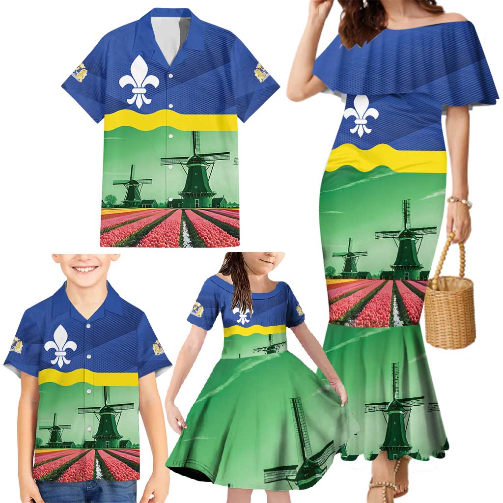 Netherlands Flevoland Province Family Matching Mermaid Dress and Hawaiian Shirt Flag Style