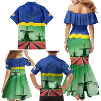 Netherlands Flevoland Province Family Matching Mermaid Dress and Hawaiian Shirt Flag Style