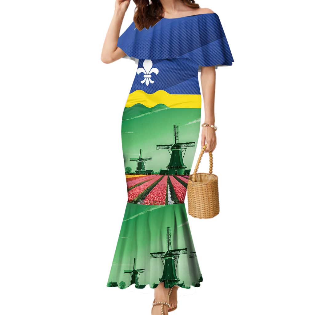 Netherlands Flevoland Province Family Matching Mermaid Dress and Hawaiian Shirt Flag Style