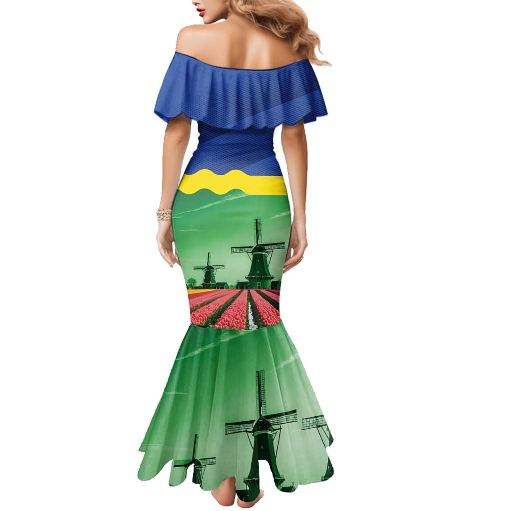 Netherlands Flevoland Province Family Matching Mermaid Dress and Hawaiian Shirt Flag Style