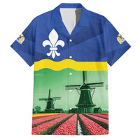 Netherlands Flevoland Province Family Matching Off The Shoulder Long Sleeve Dress and Hawaiian Shirt Flag Style