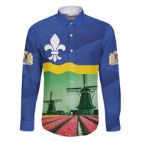 Netherlands Flevoland Province Family Matching Off The Shoulder Long Sleeve Dress and Hawaiian Shirt Flag Style